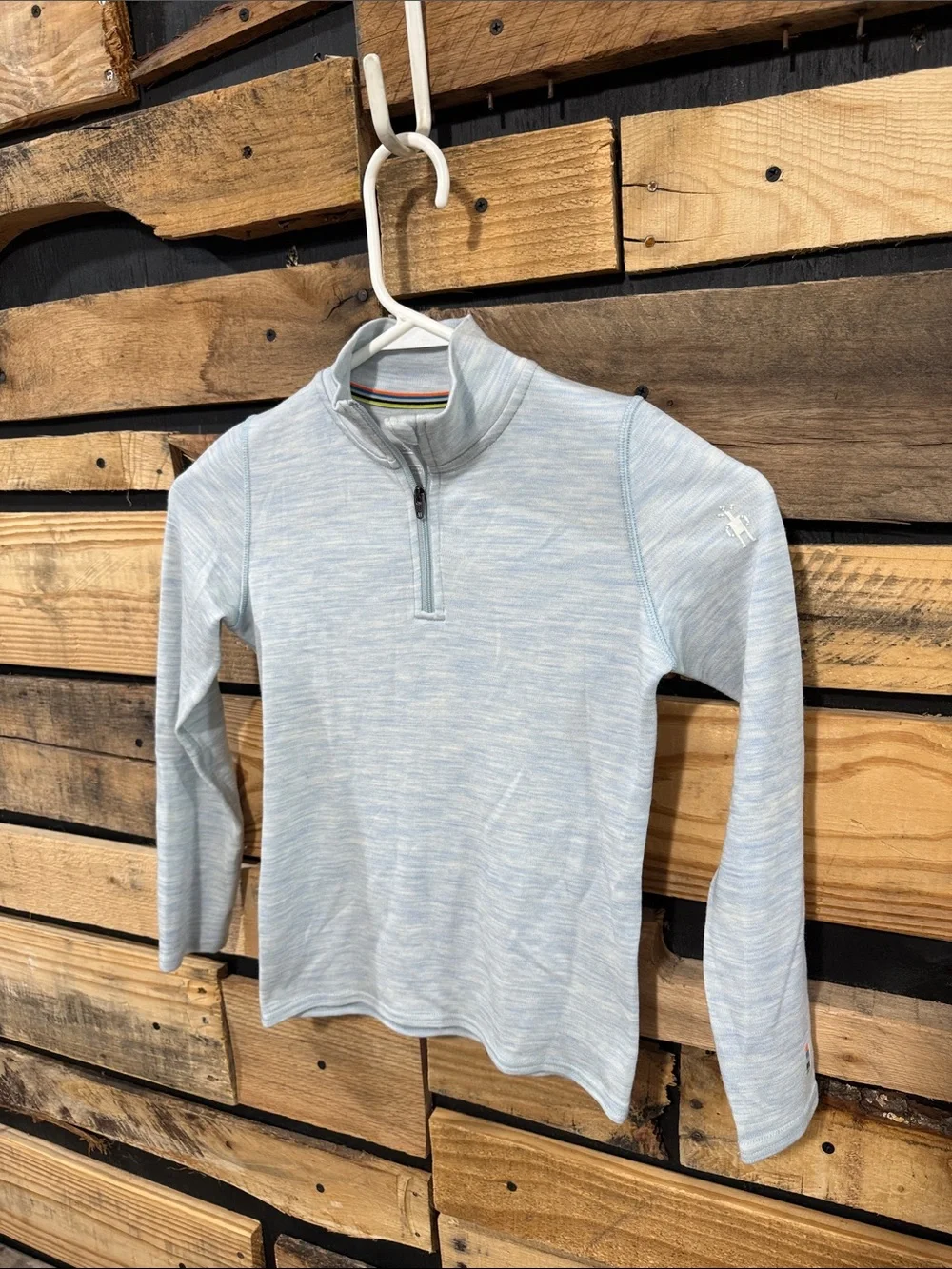 Smartwool Girls Small Merino 250 Base Layer Quarter-Zip Top, Blue